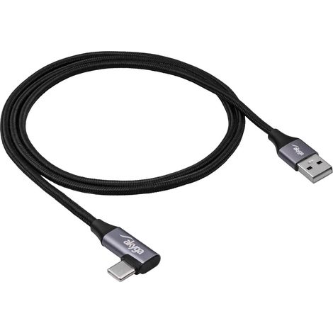 Câble USB Type C / USB-A coudé 1 m AK-USB-74 60 W tressé (1/2)