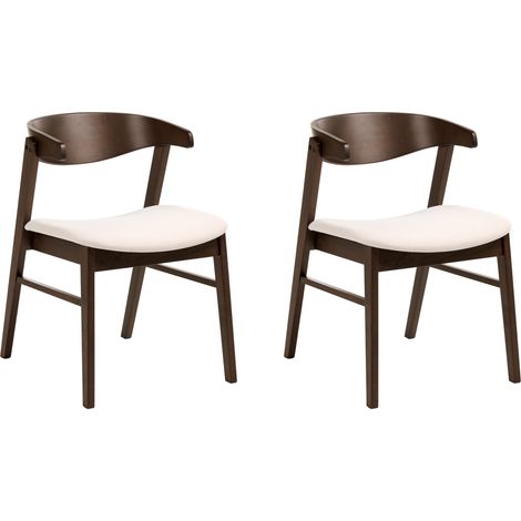 Conjunto de 2 sillas de comedor estilo tradicional asiento tapizado marrón oscuro y blanco crema Lilly