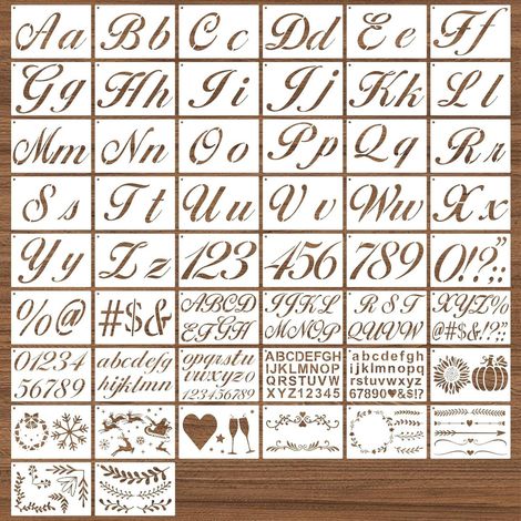 50 grands pochoirs réutilisables en PET - 15 cm - Pour lettres, chiffres, caractères - Décoration textile - Pochoirs alphabet pour panneaux en bois, peinture, bricolage et artisanat (1/5)