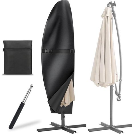 Funda para sombrilla - Protección para sombrilla - Protege muebles de exterior - Con mástil telescópico - 265 cm de alto - Negra (1/5)