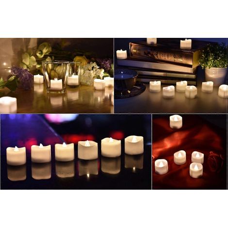 Bougies chauffe-plat LED eLander sans flamme avec minuterie, 6 heures allumées et 18 heures éteintes, 1,4 x 1,3 pouce, blanc chaud, [paquet de 12] (1/4)