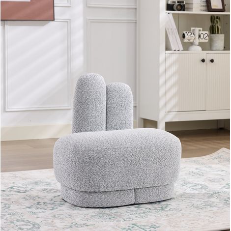 Puf conejo con orejas, 54 x 41,5 x 54 cm, tejido, gris antiguo blanco HAVRYA (1/5)