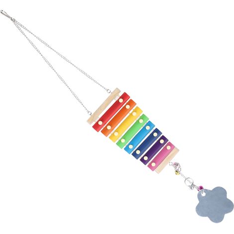 Xylophone pour poules et perroquets, jouet xylophone suspendu en bois avec miroir (1/5)