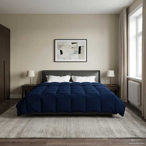 Sommerdecke Gepolstert Dunkelblau 240 x 260 cm Mikrofaser