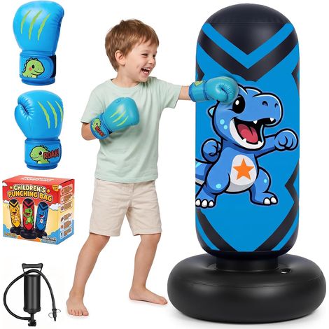 130cm Sac de Frappe Enfant Gonflable avec Gants et Pompe (1/5)