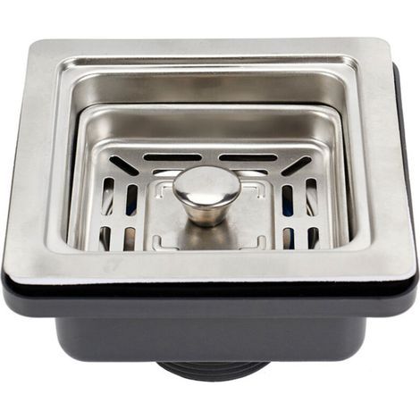 (4,5 cm) Scolapiatti quadrato in acciaio inox per lavello da cucina, bagno, casa, tappo a rete anti-intasamento (1/5)