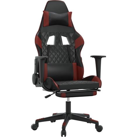 Maison Exclusive - Sedia da Gaming con Poggiapiedi Nero e Rosso Vino in Similpelle