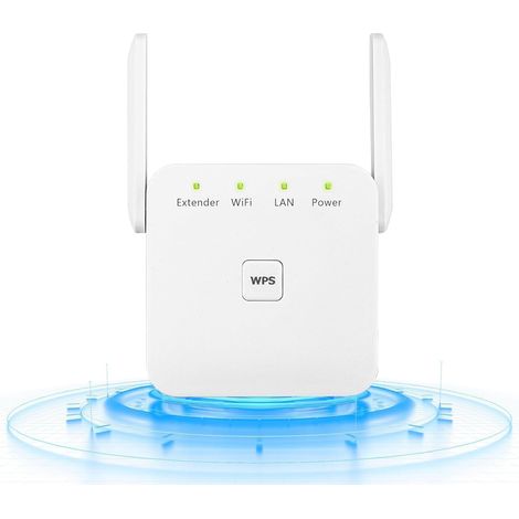 Ripetitore di rete WiFi, amplificatore da 1200 Mbps, doppia banda, 5 GHz e 2,4 GHz, ripetitore potente con porta Ethernet, compatibile con tutti i decoder Internet, facile installazione (bianco) (1/5)