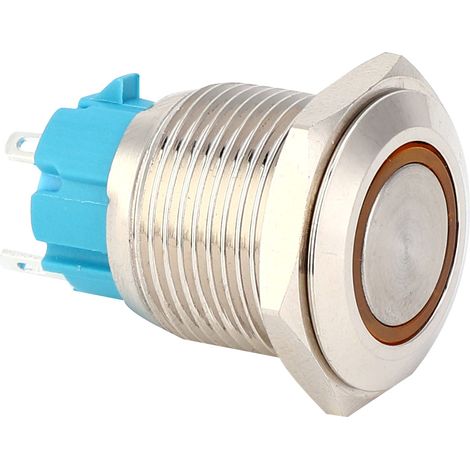 2 interrupteurs à bouton-poussoir 1224 V CC, 16 mm, autobloquants, en métal, avec voyant jaune (1/5)