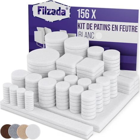 Patins en Feutre Adhésifs 156 Pièces Carrés et Ronds Blancs Protection Sols Parquet Glissement Silencieux Meubles Salon Bureau (1/5)