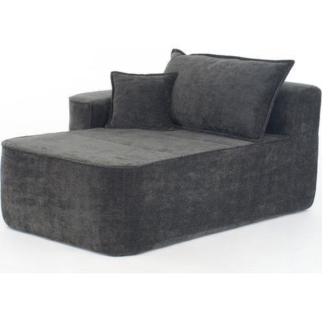 Canapé Chaise Longue Confortable Chenille Noir 144x112x65 cm ZIPSOFA Canapé (1/5)