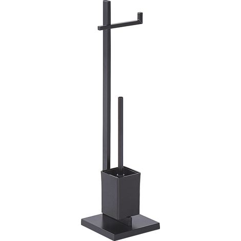 Soporte de papel higiénico de metal plateado negro brillante portarrollos escobillero accesorio de baño moderno Ulapes