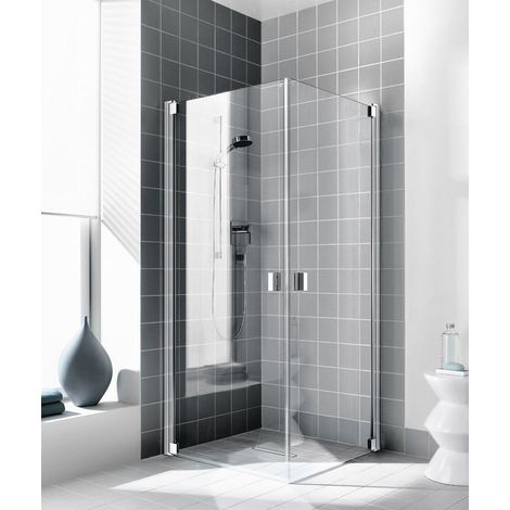 Kermi demi-pièce d’angle à gauche Raya 1EL 0780x 1850 GAK : 730-760 SIMG verre trempé transparent Clean (1/4)