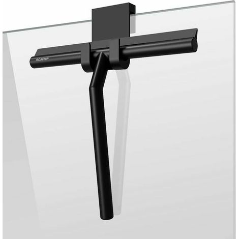 Grattoir de douche avec crochet de suspension, manche extra long noir de 21 cm pour un nettoyage efficace - grattoir à vitres pour salle de bain-AquaForge (1/5)