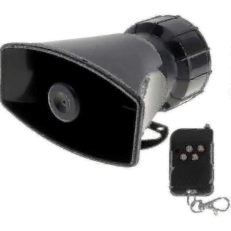 Sirena para coche con 7 sonidos: bocina, incendio, ambulancia, tráfico, alarma policial, con mando a distancia negro, 12 V 100 W SZRH AS (1/5)