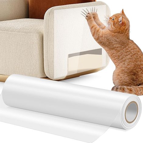 Protecteur de Rayure de Chat, Protection Canape Chat Anti Griffe 30cm x 3m Sticker Transparent Autocollant Protections Anti-Rayures pour Meubles,Porte,Mur,Tapis, Comptoirs (1/4)