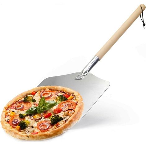 Pizza en Aluminium, Pelle à Pizza, avec Four À Pizza à Long Manche en Bois Antidérapant, en aluminiumamovible (1/4)