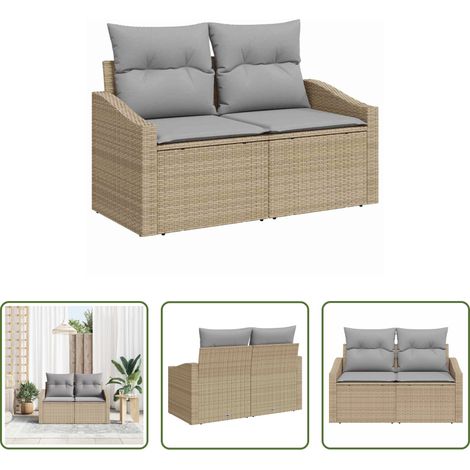 Poly-Rattan - Garten-Sofa mit Kissen 123 x 62 x 69 cm Poly-Rattan (1/5)