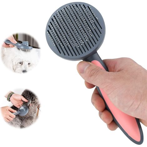 Épilateur pour Chiens et Chats, Brosse pour Chatons et Autres Animaux de Compagnie, Peigne Autonettoyant, Gants pour Chiens et Chats à Poils Courts, Mi-Longs et Longs (Rose) (1/5)