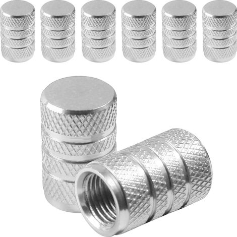 Bouchon Valve Pneu Voiture,Aluminium Capuchon Antipoussière de Roue de Voiture,Bouchons de Valve Universels,Accessoires Auto,Convient aux Voitures,Camions,Motos,SUV et Vélos (Argent) (1/5)
