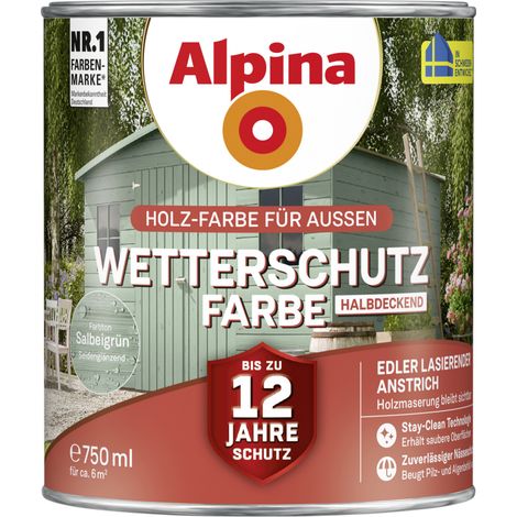 Alpina Wetterschutzfarbe halbdeckend 0,75 L salbeigrün Holzschutzfarbe