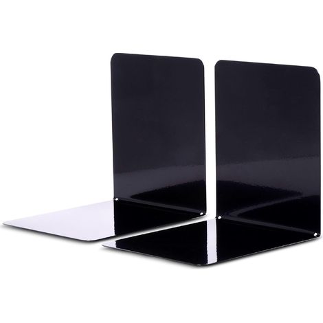 stabile, schwarze Buchstützen aus Metall, 14 x 12 x 14 cm, für Regale und Schreibtische