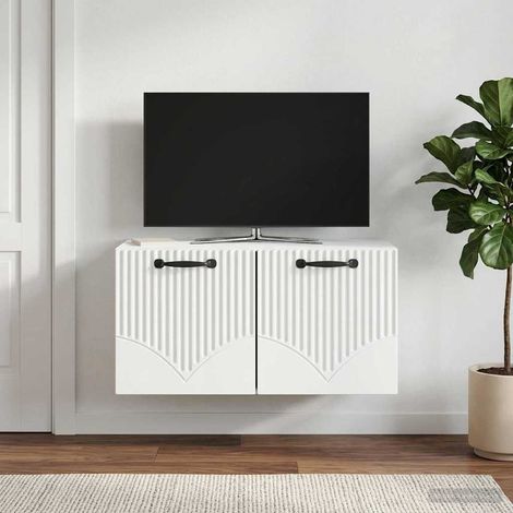 Wandmontierter TV-Schrank Weiß 59,5 x 31 x 30 cm Holzwerkstoff (1/5)