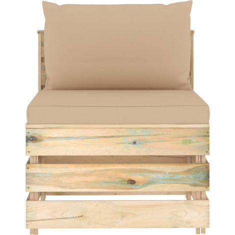 Canapé central,Canapé d'extérieur,Sofa de jardin sectionnel avec coussins Bois imprégné de vert CFW853955 (1/5)