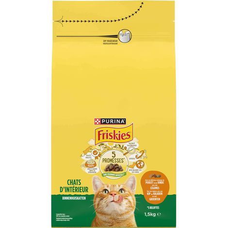 Croquettes chat mélange de Poulet, Dinde avec des Légumes 1.5KG friskies - Purina