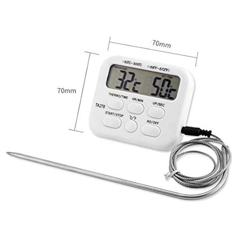 Digitales LCD-Thermometer und Hygrometer, elektronisches Thermometer, Lebensmittelthermometer mit Sonde