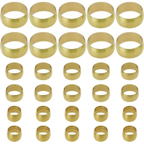 30 Pièces Raccords de Virole de Compression en Laiton pour Tuyau en Cuivre - Olives et Manchons 8mm 10mm 16mm ID (1/5)