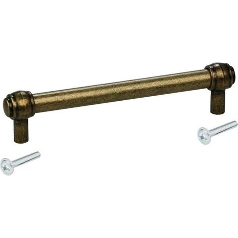 Cyclingcolors – Poignée de meuble métal laiton antique – Entraxe 160mm – Hauteur 33mm – Vis de fixation incluses – Pour tiroirs et armoires