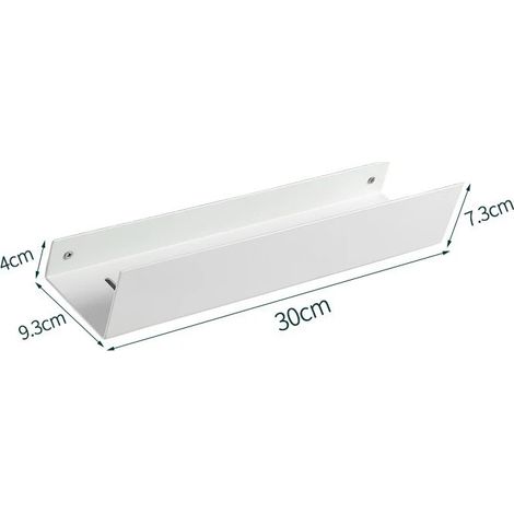 Étagère de rangement murale noire (30 cm, blanche) pour salle de bain et cuisine, avec accessoires de rangement. (1/5)