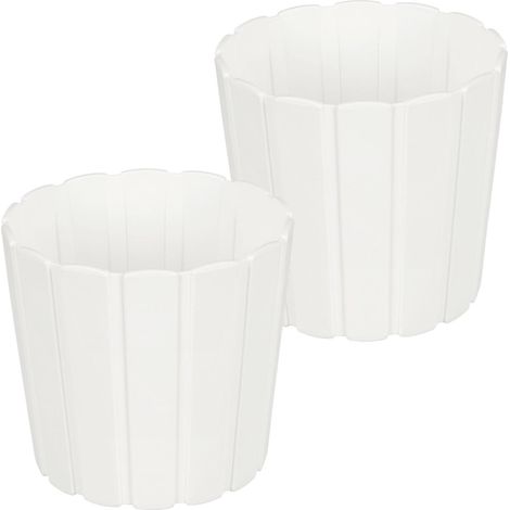 Vaso in plastica per fiori ed erbe aromatiche da balcone o terrazzo, bianco, 15 cm, 2 pezzi.