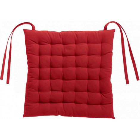 Galette de Chaise 36 Points en Textile Recyclé Tango Rouge et Marron 38 x 38 x 3 cm - PANGIVO (1/3)