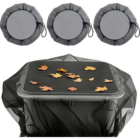 3 Pièces Filet pour Citerne de Pluie 80 cm avec Cordon de Serrage Housse de Protection pour Tonneau d'Eau, Filet Anti Moustique et Feuilles pour Récupérateur d'Eau de Pluie Jardin (Noir) (1/5)