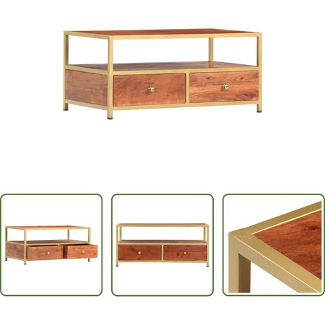 Table basse vintage - Table basse 90 x 50 x 40 cm Bois d'acacia massif (1/5)