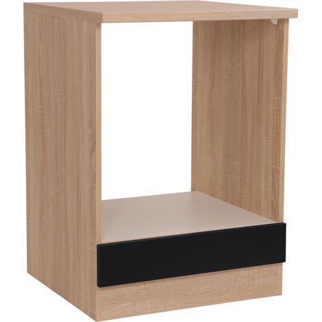 Herdumbauschrank Küchenschrank 60 cm Eiche Sägerau Schwarz Merle Respekta