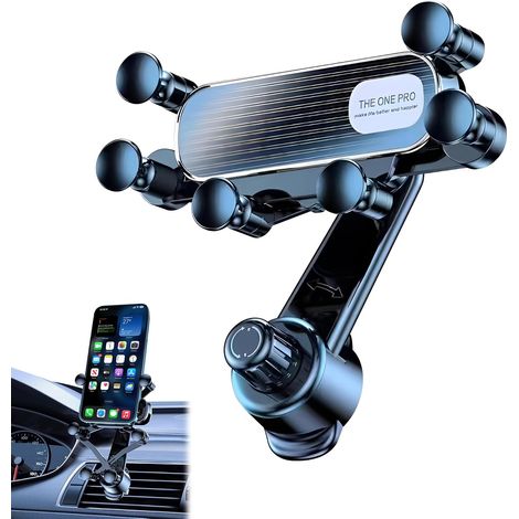 Support Téléphone Voiture Gravité pour Grille Aération avec Crochet Métallique Universel, Support Smartphone Stable et Réglable (1/5)