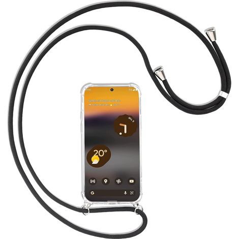 Custodia in silicone trasparente per Google Pixel 6A + cordino nero (1/5)