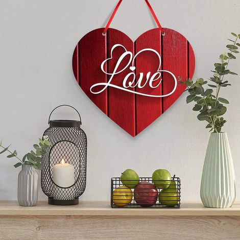Panneau Porte En Acrylique - Forme Coeur 3D - Décoration Murale Intérieure Extérieure - Pour Saint-Valentin - 30,5 x 30,5 cm - 1 Pièce (1/4)