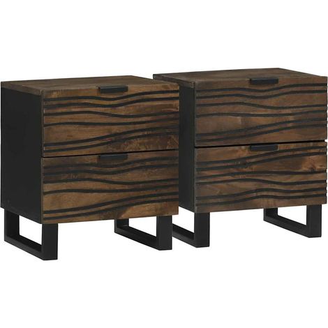Cabinet de chevet avec tiroir 2 pcs-Lot de 2 Table de nuit-Table de chevet Noyer 40 x 33 x 46 cm 173983 (1/5)