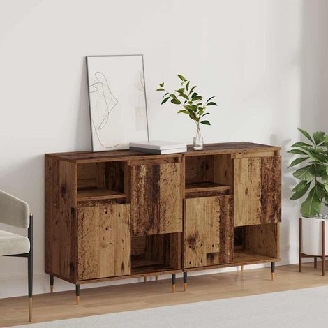 Buffets 2 pcs-Lot de 2 Meuble de rangement Bois ancien 120 x 35 x 70 cm Bois d'ingénierie 356968 (1/5)