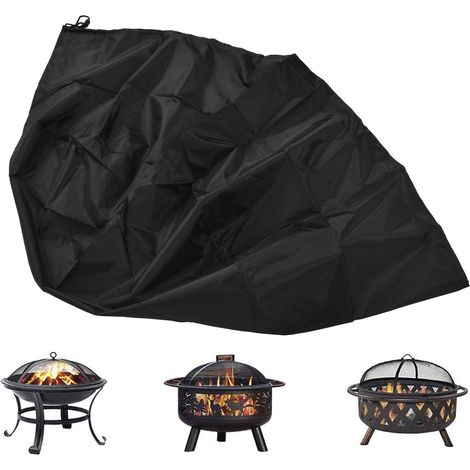 Feuerschutzabdeckung für die Terrasse – UV-beständiges schwarzes Polyester – 85 x 40 cm mit elastischem Kordelzug (1/5)