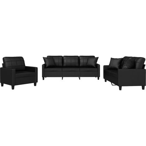 Maison Exclusive - Set di Divani 3 pz con Cuscini Nero in Similpelle