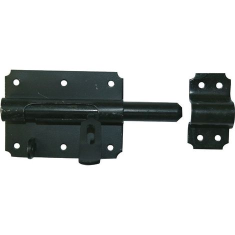 Afbat – Verrou de box porte cadenas acier prépeint – Dimensions H.70 x L.120 x P.20 mm – Pour portails battants – Résistant aux intempéries