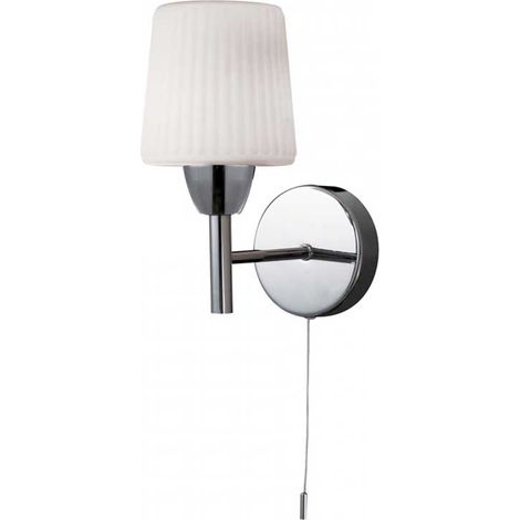 Litecraft Molice Wall Light Bathroom IP44 1 Arm With Ribbed Glass Shade - Chrome