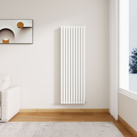 Stech Homes Modern White Oval Column Designer Radiator Vertical 1600 x 590 mm Double Panel Central Heating Radiators (1/5)