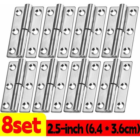 (2,5 pouces - Lot de 8) Charnières de porte universelles avec connecteur, charnière amovible à languette, en acier inoxydable, joint coulissant, quincaillerie pour armoires et placards (1/5)