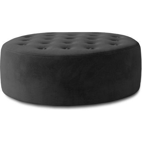 Pouf rond matelassé velours gris foncé Styla 70cm (1/4)